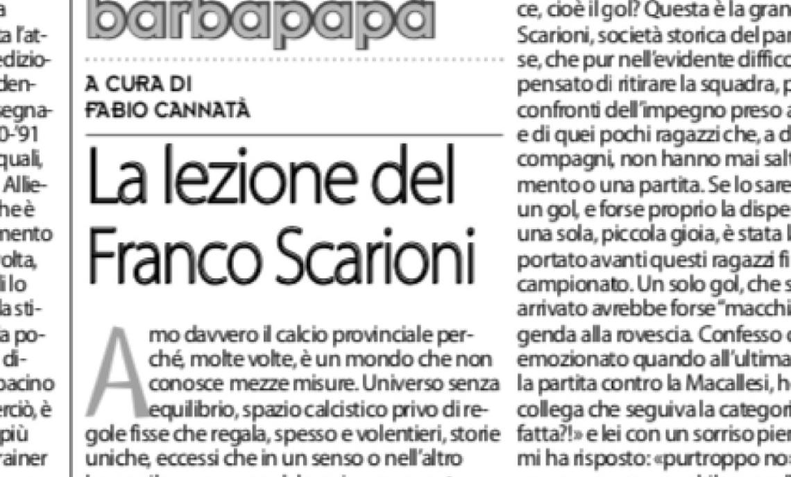 Scuola Calcio: Gi&ugrave; le mani dal Franco Scarioni (e rispetto per le nostre societ&agrave;)