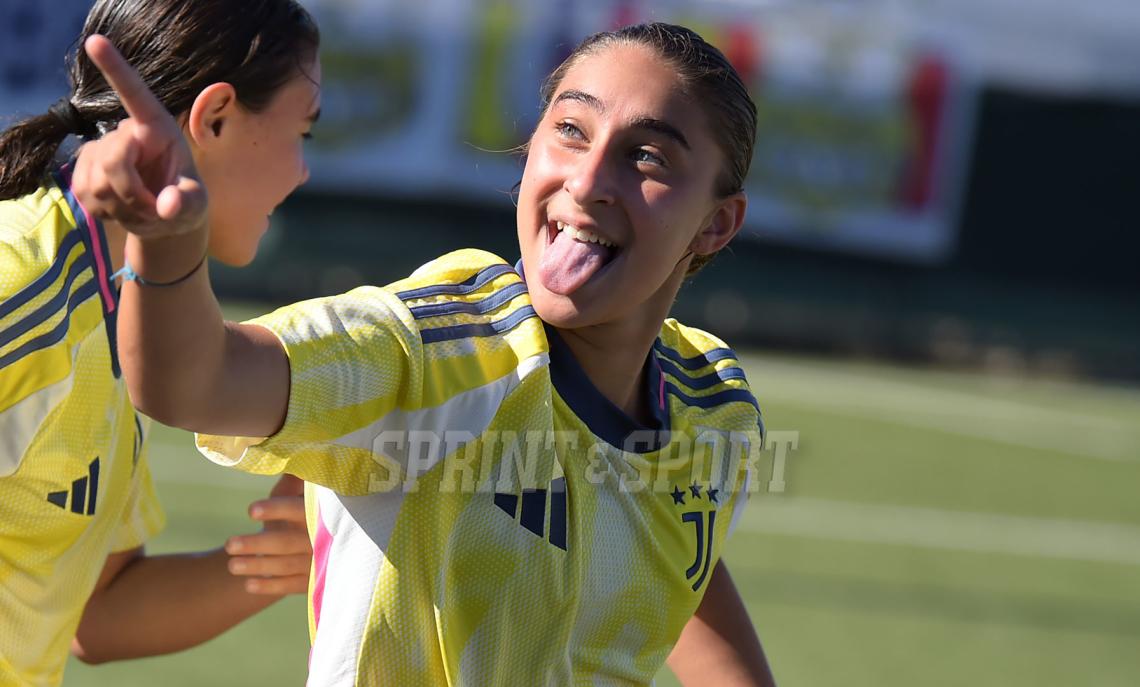 Under 15 Femminile, Torneo Pre Season: Juventus-Atalanta 2-1, l'esultanza di Sofia Oliva (foto Cassarà)