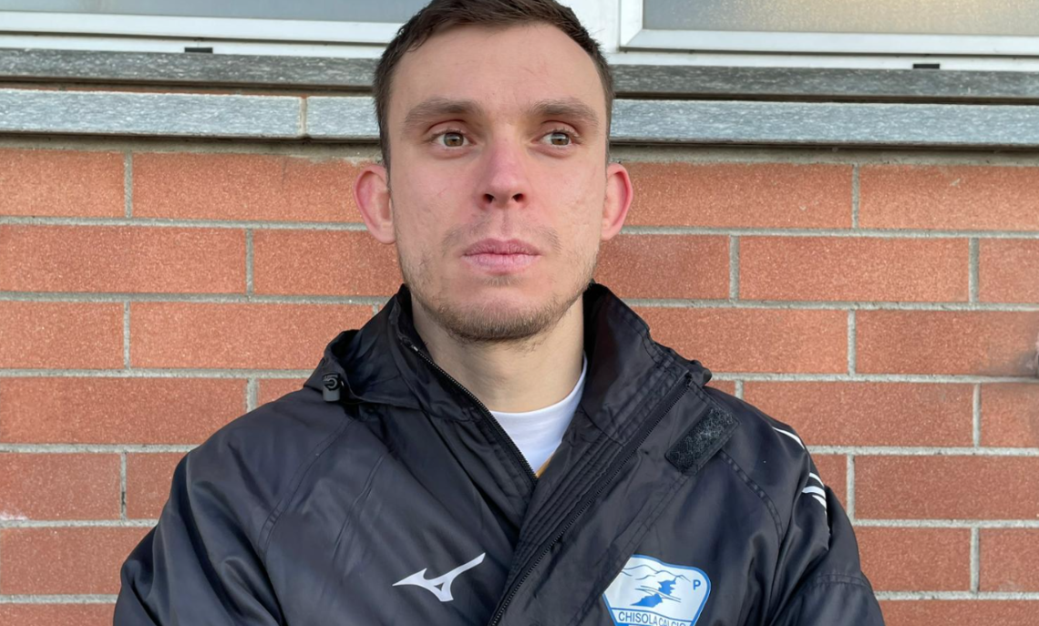 Simone Rosso firma la rete del 2-0 del Chisola contro il Saluzzo
