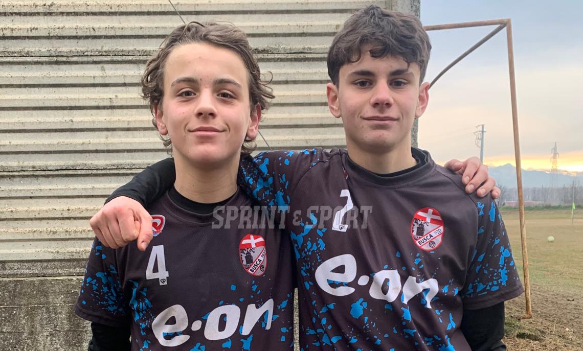 Under 16 Piemonte, Carmagnola-Busca 1-1, i protagonisti del match per i grigiorossi Gabriele Dutto e Luca Bellotti.