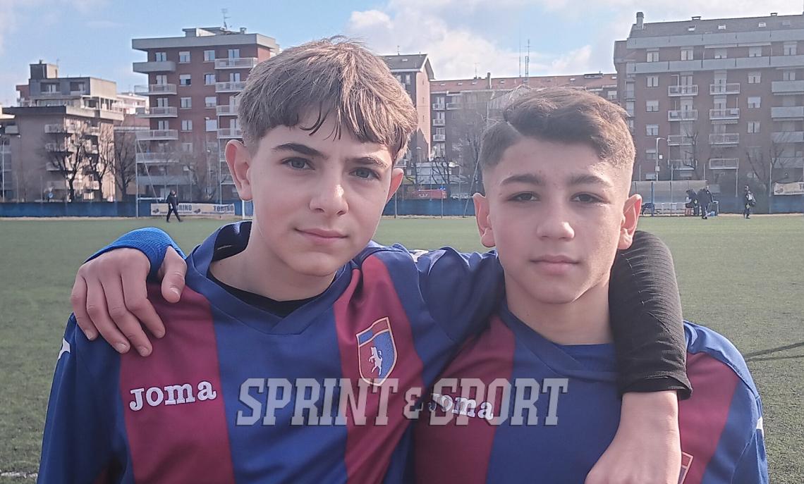 Under 14 Provinciali Torino Accademia Torino-Orbassano 1-2: i due protagonisti rossoblù Matteo Romano e Siani Diglaudi