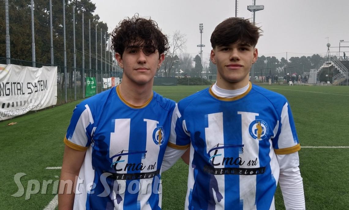 I due marcatori biancoblù: Leonardo Compagnucci e Filippo Guerini