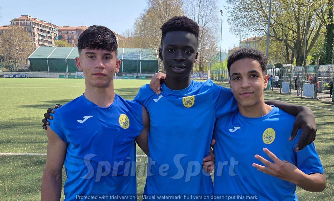 Provinciali Under 15 Torino Girone B Rebaudengo-Dorina 4-0, i migliori della gara: (da sinistra) Denis Vornic, Moussa Samb e Adam Garaoui
