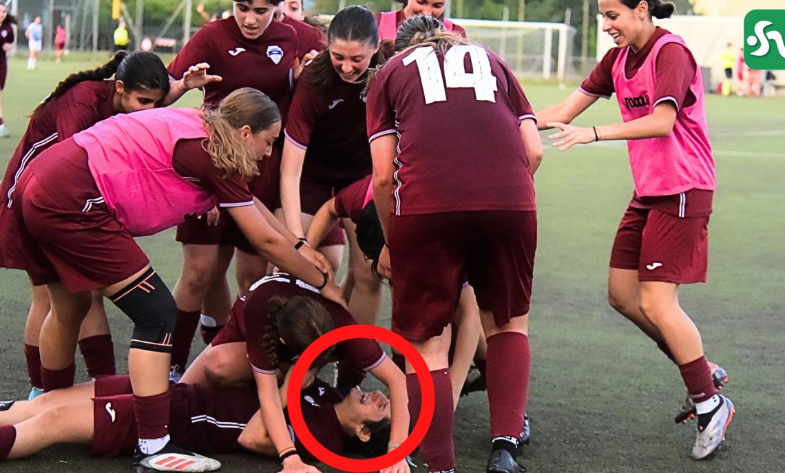 Under 17 Femminile, Accademia Torino-Freedom 3-0: Cecilia Dora piange per il gol del raddoppio (foto Cassarà)