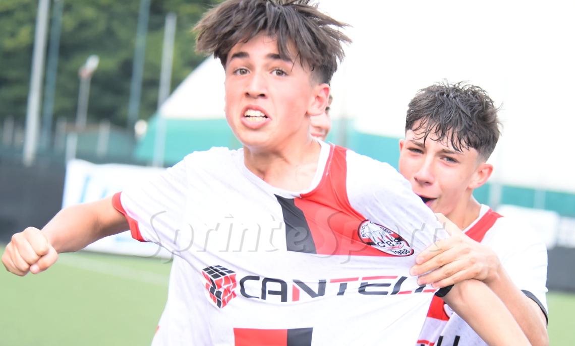 Under 15 Regionali, Girone E: CBS-Vinovo Sport 4-0, l'esultanza di NIcolò Brienza e Lorenzo Ciucci