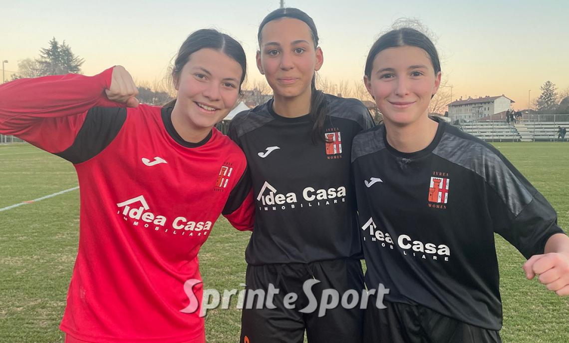 REGIONALI PIEMONTE UNDER 15 FEMMINILE: Ivrea Women - Alba Bra 8-3, in foto Emma Cominetto, Sara Sanfedele e Iris Santa