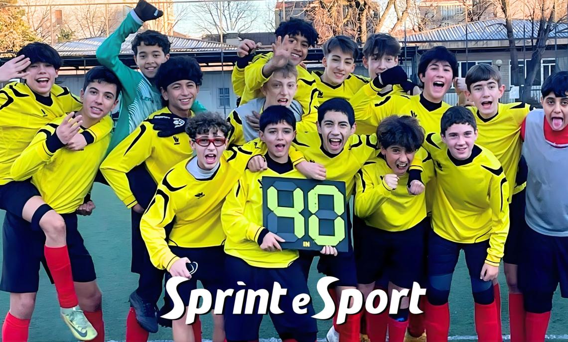 Under 14 Provinciali Torino, Girone C, Sant'Ignazio-Carrara 4-0: l'esultanza della squadra di Massimo Ternullo