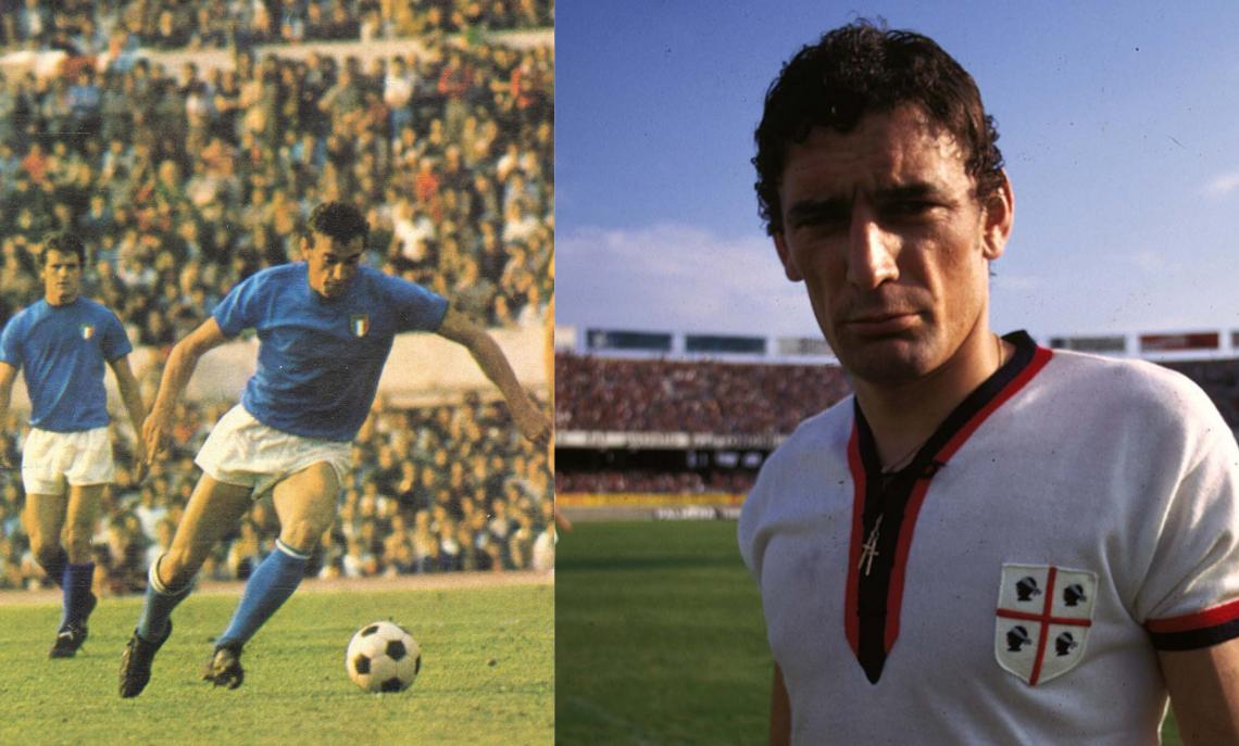 Gigi Riva con la maglia della nazionale e del Cagliari