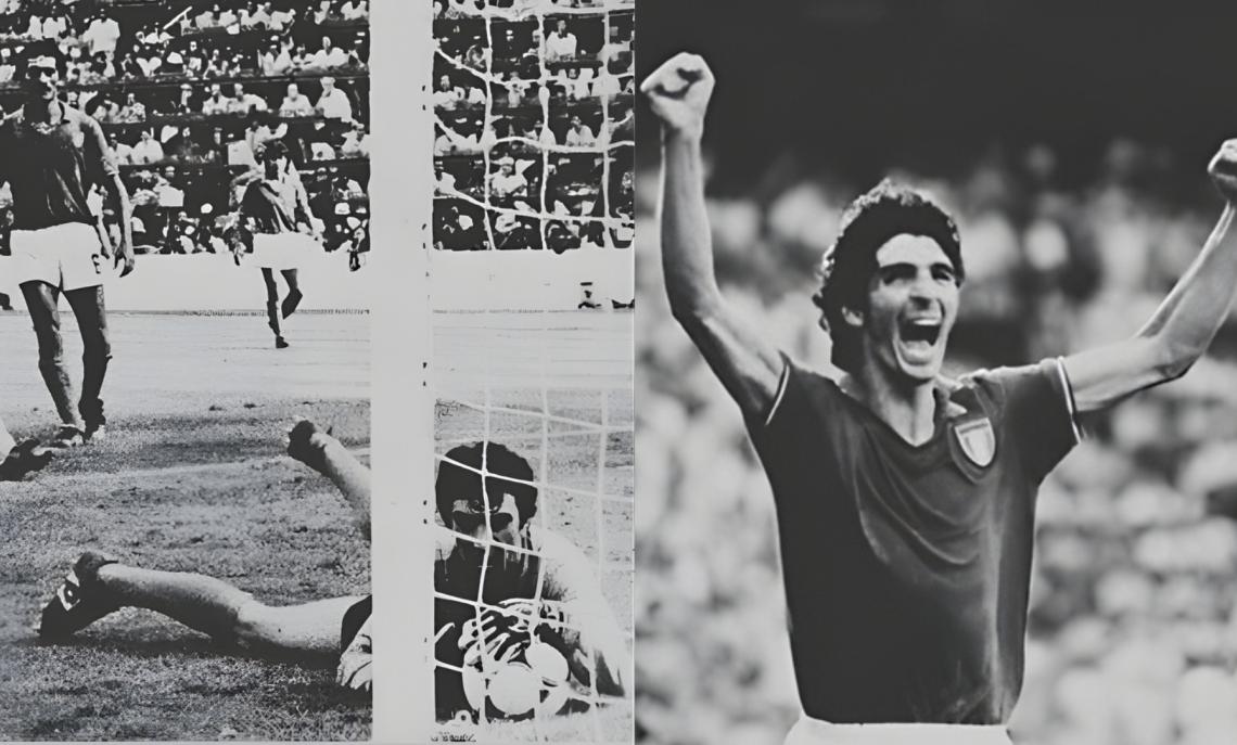 A sinistra la parata finale di Zoff e l'esultanza di  Paolo Rossi