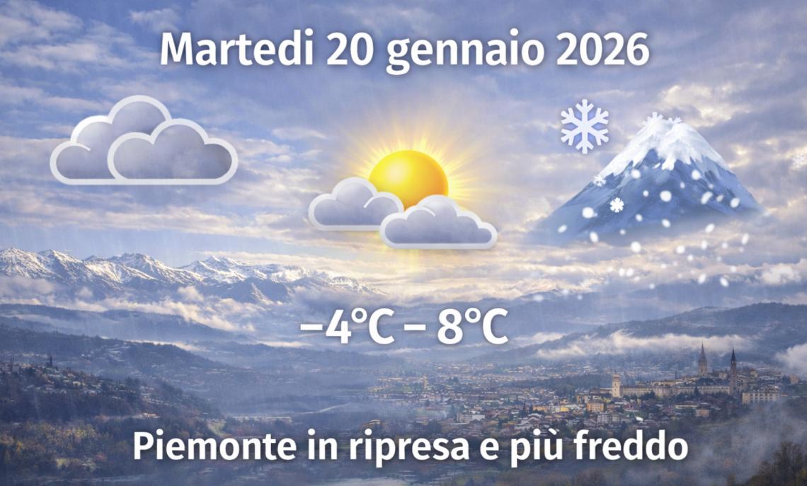 Meteo Piemonte, 20 gennaio 2026: freddo che pizzica, poi pi&ugrave; luce: giornata in progressivo miglioramento