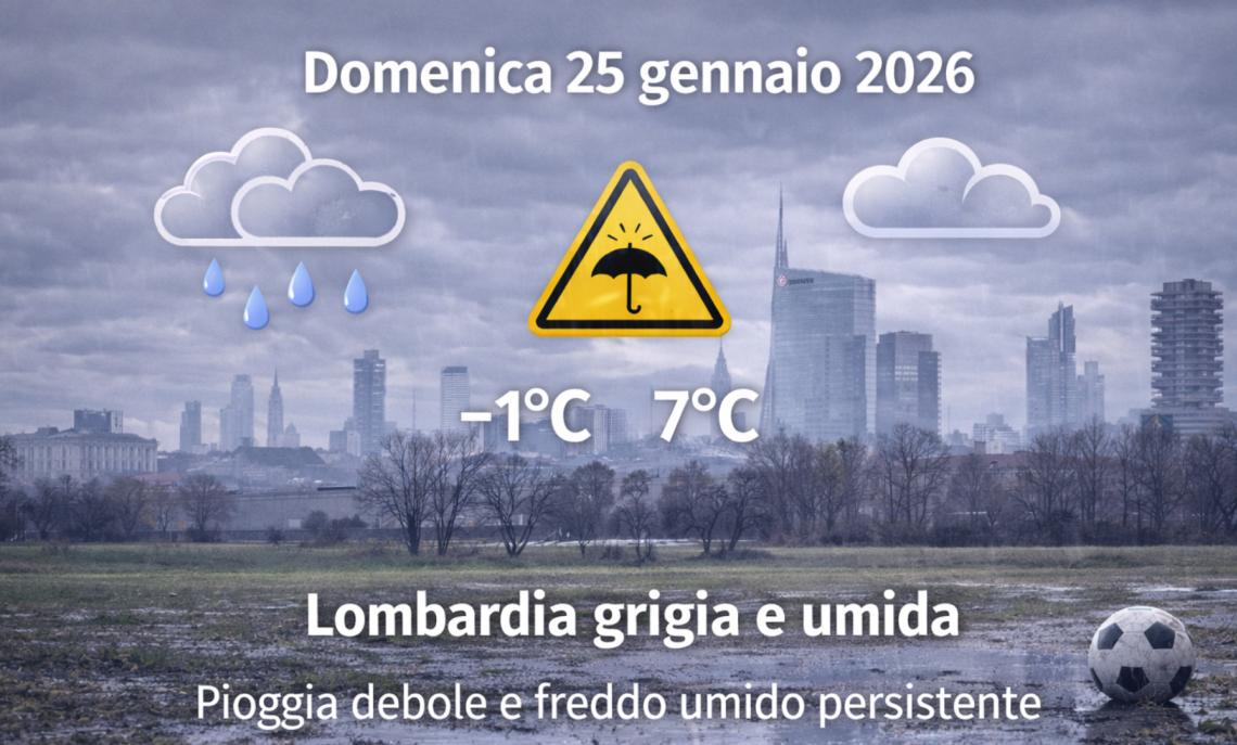 Meteo Lombardia, 25 gennaio 2026: grigio persistente e aria umida, inverno serio, da giocare di grinta