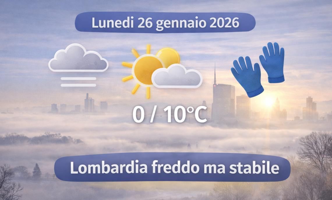 Meteo Lombardia, 26 gennaio 2026: freddo al mattino, poi luce in crescita: giornata stabile da sfruttare