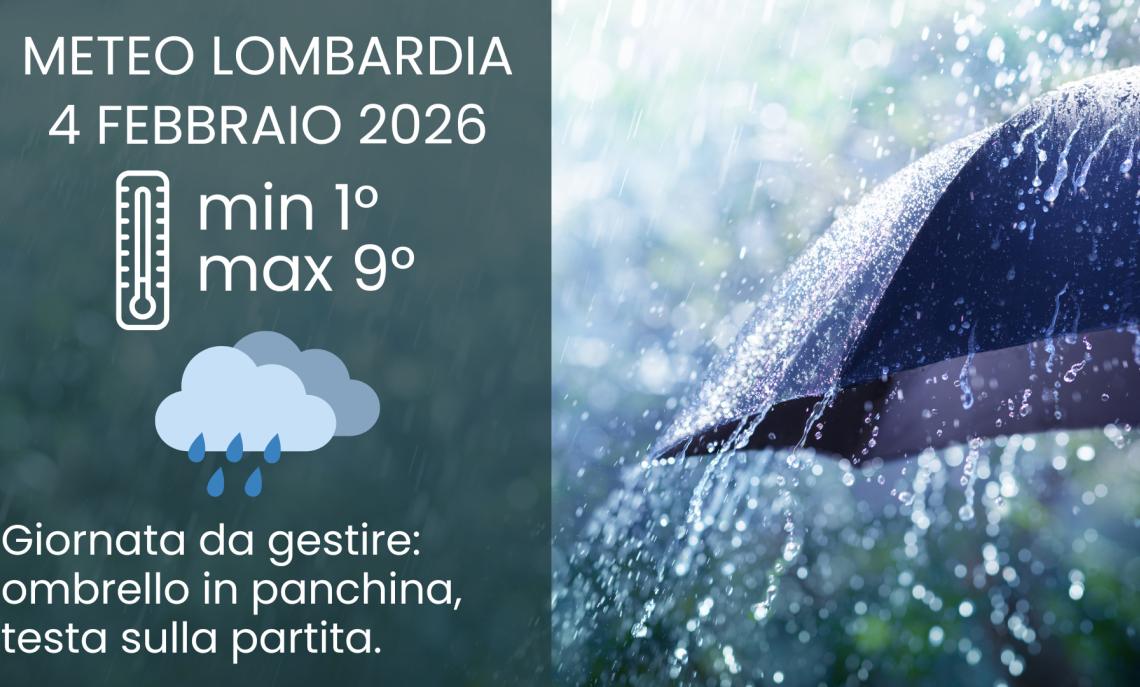 Meteo Lombardia, 4 febbraio 2026: giornata da gestire, ombrello in panchina, testa sulla partita.