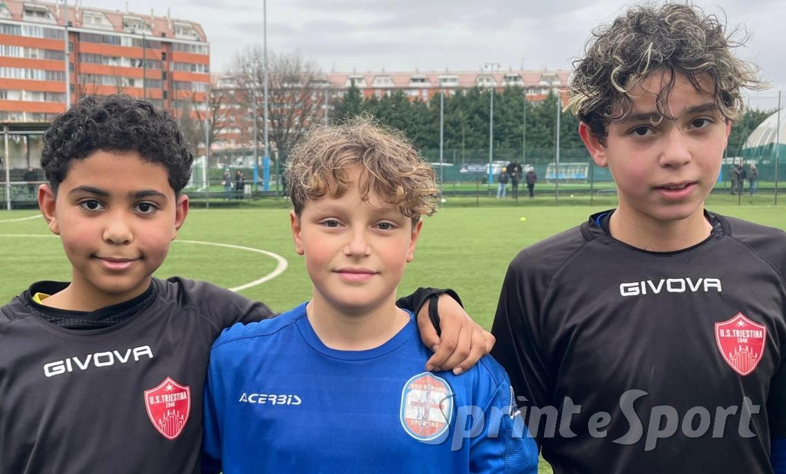 ESORDIENTI B BARONA-TRIESTINA&bull; Da destra, gli eroi: Ahmed Maaz, Fiorin e El Daly