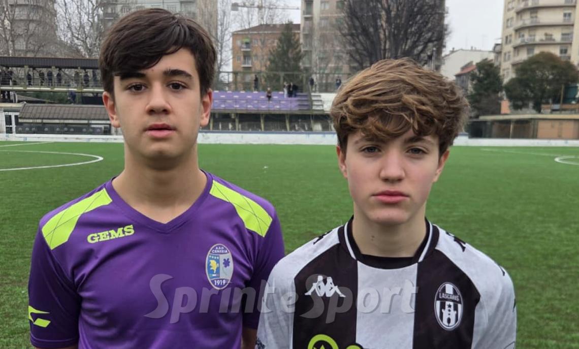 Regionali Piemonte Under 15 Cenisia-Lascaris 1-1. I due marcatori: (da sinistra) Diego Monetta e Davide Pocchiola