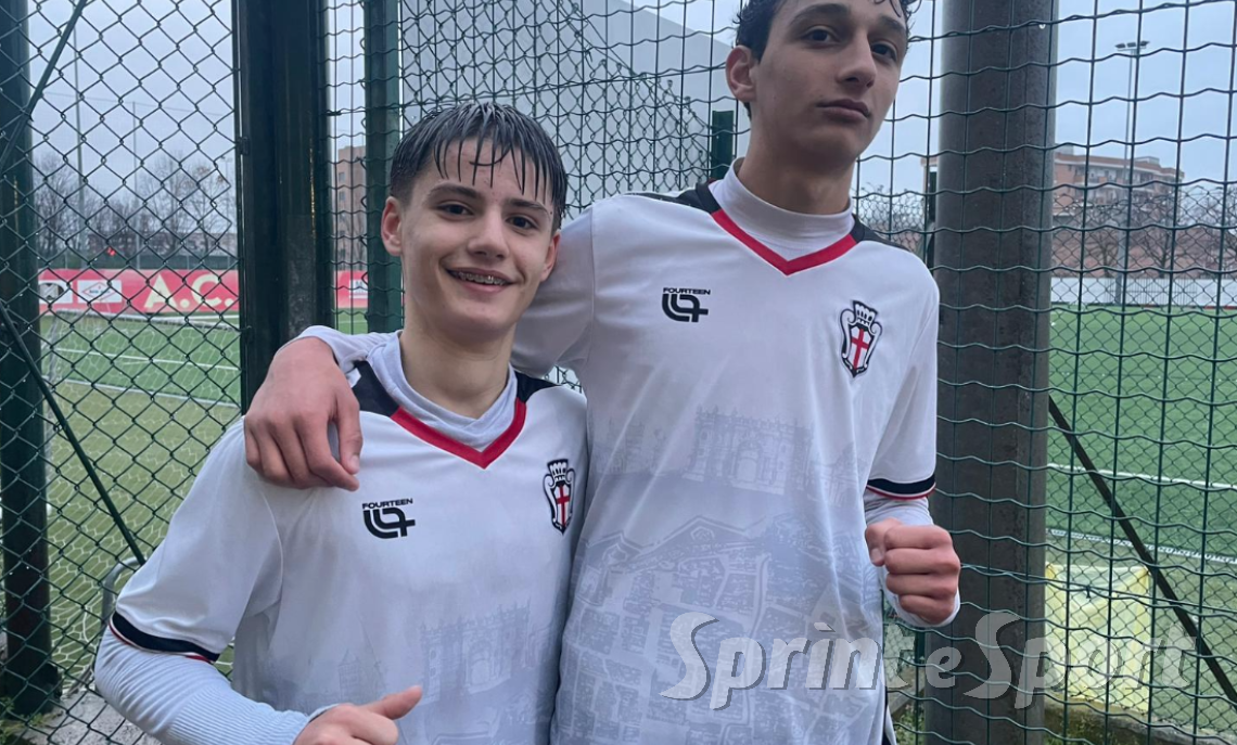 Under 14 &bull; Bra-Pro Vercelli: L'uragano bianconero sorprende il Bra: la Pro Vercelli domina e festeggia con la manita! In fotoSebastiano Giaccone e Diego Riga