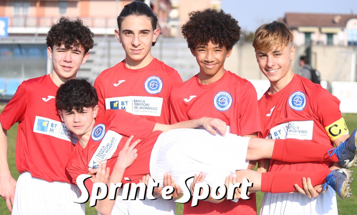 Under 14 Provinciali Torino, Girone D: Carmagnola-Morevilla 8-0: Nicolas Isoldi, Pietro Mason, Edoardo Della Ferrera, Daniel Marino, Alessandro Magno (foto Cassar&agrave;)