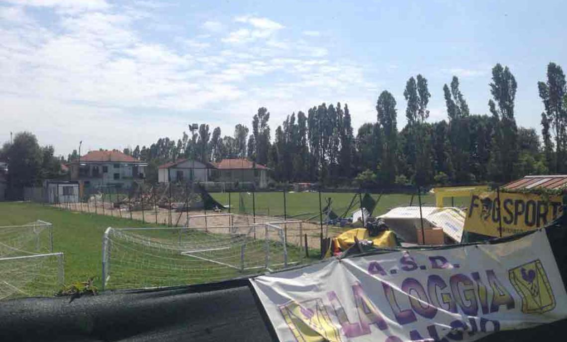 L'impianto del La Loggia Calcio dopo la tromba d'aria
