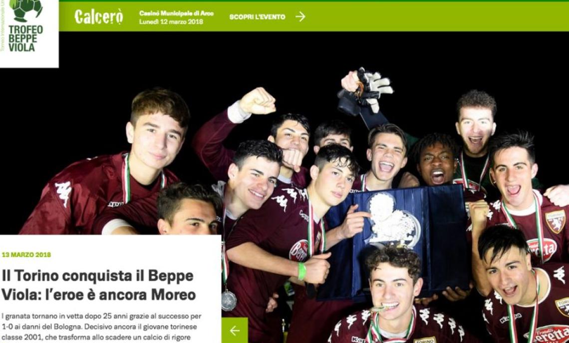 La home-page del sito del Beppe Viola che celebra i granata (beppeviola-arco.it)