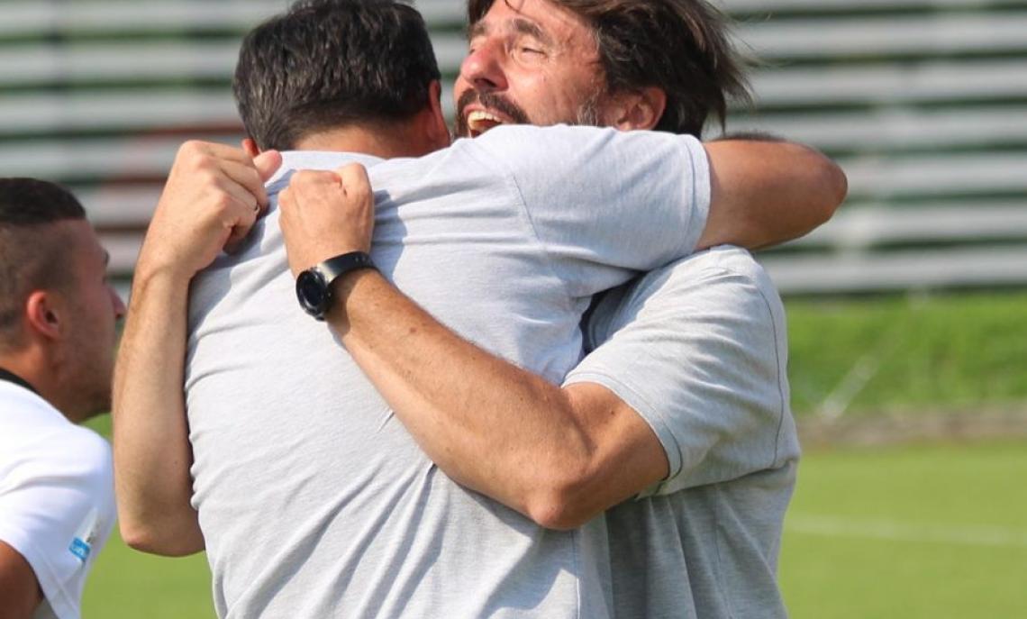 L'esultanza di Stefano Citterio dopo la vittoria con la Reggiana