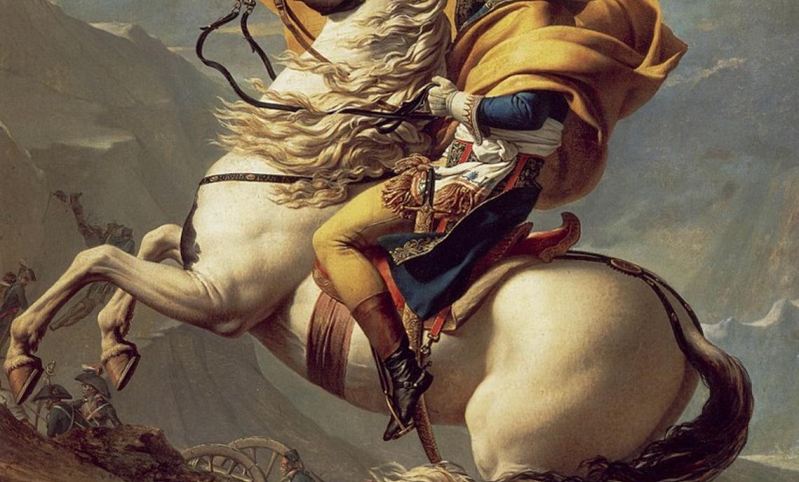 Napoleone Bonaparte a cavallo sulle Alpi nell'anno 1800