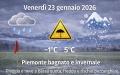Meteo Piemonte, 23 gennaio 2026: inverno pieno, pioggia diffusa e neve in agguato: giornata da slalom