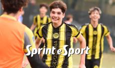 Under 16 Provinciali Torino Girone A, Dorina-Andezeno 6-2: l'esultanza di Andrea Caccavallo, autore di due gol (foto Cassarà)