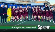 SERIE C FEMMINILE: Il presidente del Torino Urbano Cairo con la prima squadra femminile festeggia la vittoria a Sedriano (2-4)