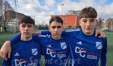 Regionali Piemonte Under 15 Girone B, Barcanova-Volpiano Pianese 1-4, i migliori: (da sinistra) Gabriele D'Aprile, Diego Cerbone e Alexis Turcotti
