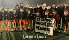 Venaria - Entella 2-0, l'esultanza delle arancioverdi per la qualificazione all'Interregionale