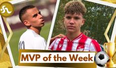 MVP DELLA SETTIMANA UNDER 15 &bull; In foto Alessandro Zangirolami (CBS) e Alessandro Baron (Rosta)