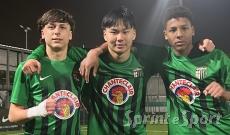 &igrave;Emanuele Talarico, Han Yu Shen (autore del gol) e Mame Cheikh Dieng.