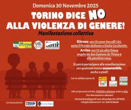 Domenica 30 novembre 2025: Torino dice no alle violenze di genere