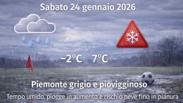 Meteo Piemonte, 24 gennaio 2026: grigio in aumento e umidit&agrave; protagonista: pomeriggio pi&ugrave; bagnato, sera da &ldquo;spogliatoio&rdquo;