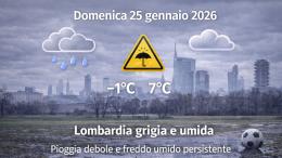 Meteo Lombardia, 25 gennaio 2026: grigio persistente e aria umida, inverno serio, da giocare di grinta
