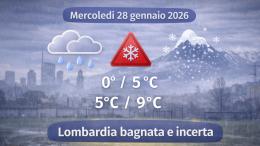Meteo Lombardia, 28 gennaio 2026: campo pesante e ombrello titolare, piogge diffuse, poi lieve tregua serale
