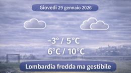Meteo Lombardia &ndash; 29 gennaio 2026: nuvole protagoniste, freddo gestibile, giornata buona per allenarsi