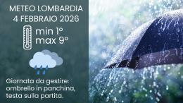 Meteo Lombardia, 4 febbraio 2026: giornata da gestire, ombrello in panchina, testa sulla partita.