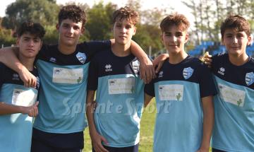 Under 16 Provinciali Biella, Ciri&egrave;-Strambinese 0-2: da sinistra Nicol&ograve; Angelino, Matteo Toneatto, Nicol&ograve; Maffeis, Saverio La Medica e Davide Azzalin (foto Cassar&agrave;)