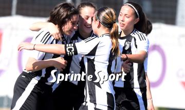 Juventus Under 15 femminile, un'esultanza di Emma Rulfin, Francesca Marco, Martina Solio e Irene Bozzetto nel derby con il Toro della Scorsa stagione