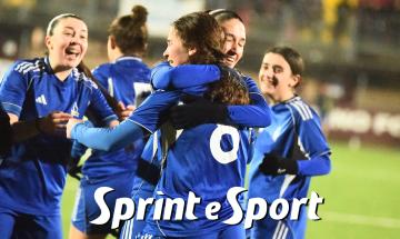 Under 17 femminile, Moncalieri Women-Venaria 6-4: l'esultanza di Beatrice Pillon, Chiara Puggelli e Sofia Cal&ograve; (foto Cassar&agrave;)