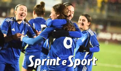 Under 17 femminile, Moncalieri Women-Venaria 6-4: l'esultanza di Beatrice Pillon, Chiara Puggelli e Sofia Cal&ograve; (foto Cassar&agrave;)