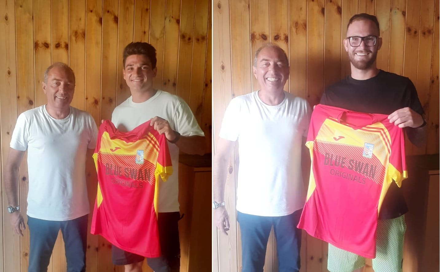 Doppio colpo dal Valduggia: a sinistra Erik Bertona e a destra Filippo Beltrami in posa col DS Zanin