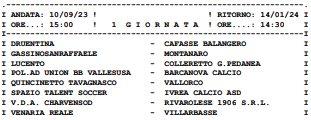 PROMOZIONE PIEMONTE GIRONE B CALENDARIO