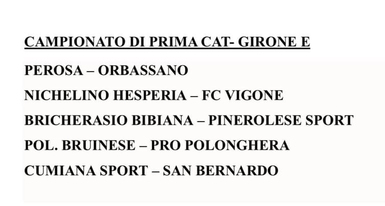 RINVII PRIMA CATEGORIA GIRONE E