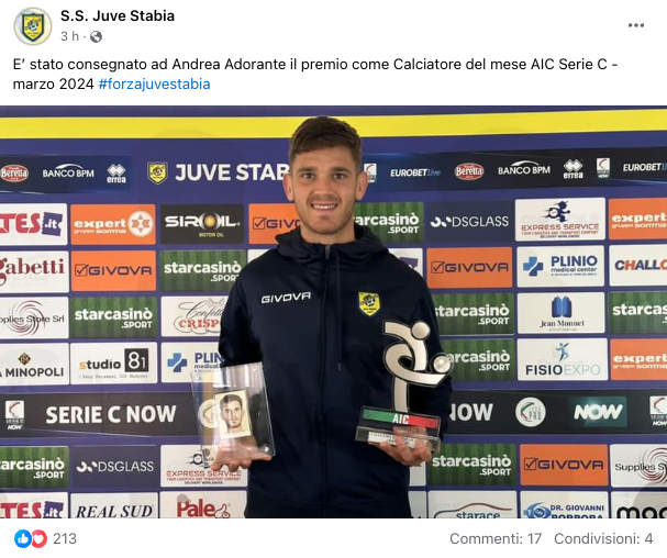 JUVE STABIA SERIE C - ANDREA ADORANTE