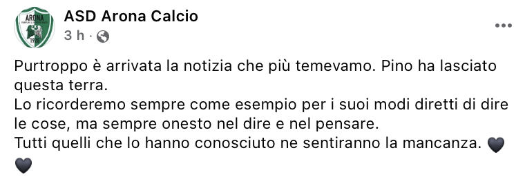 ARONA PROMOZIONE - POST FACEBOOK PINO GALLO