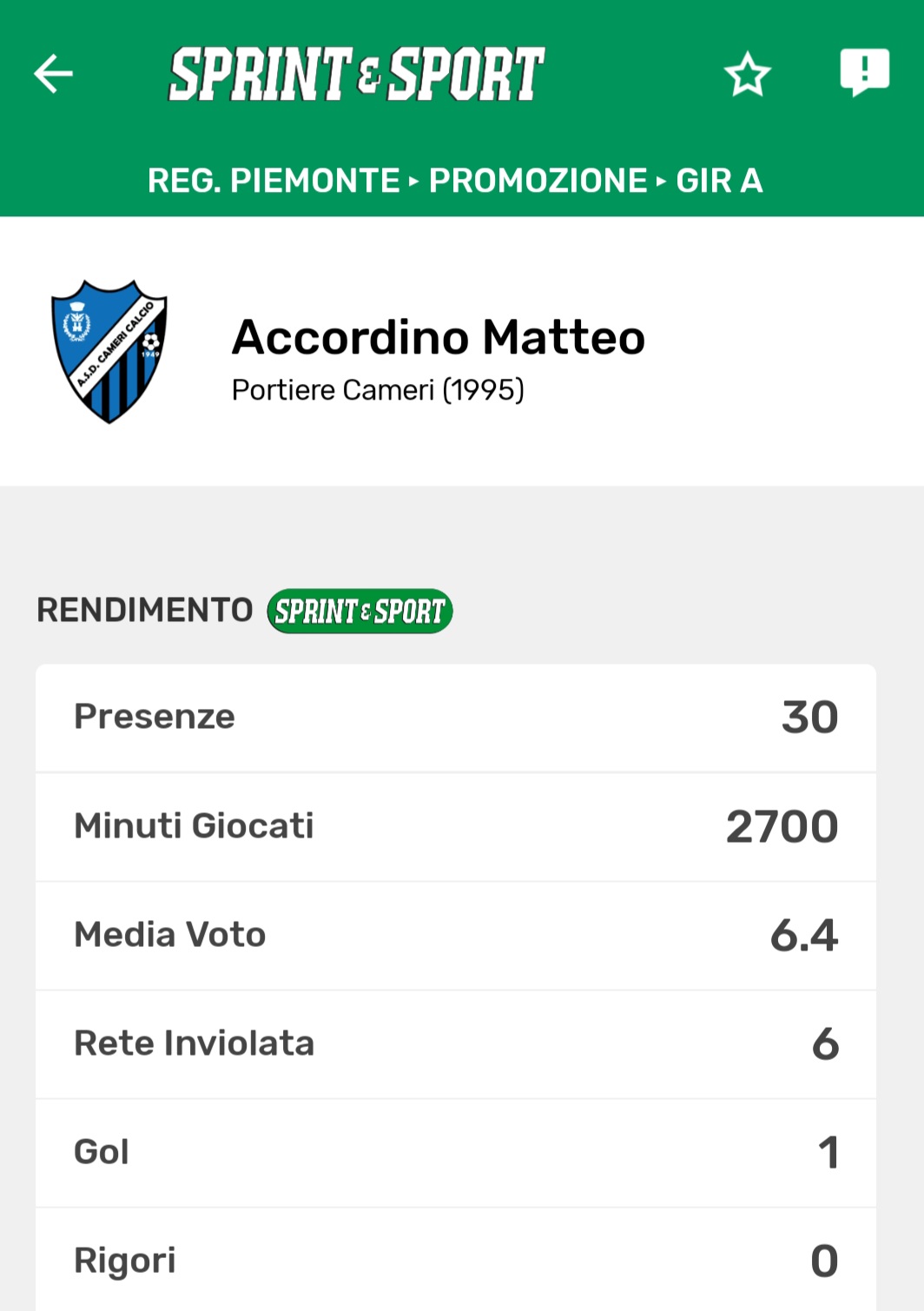 APP SPRINT E SPORT - MATTEO ACCORDINO