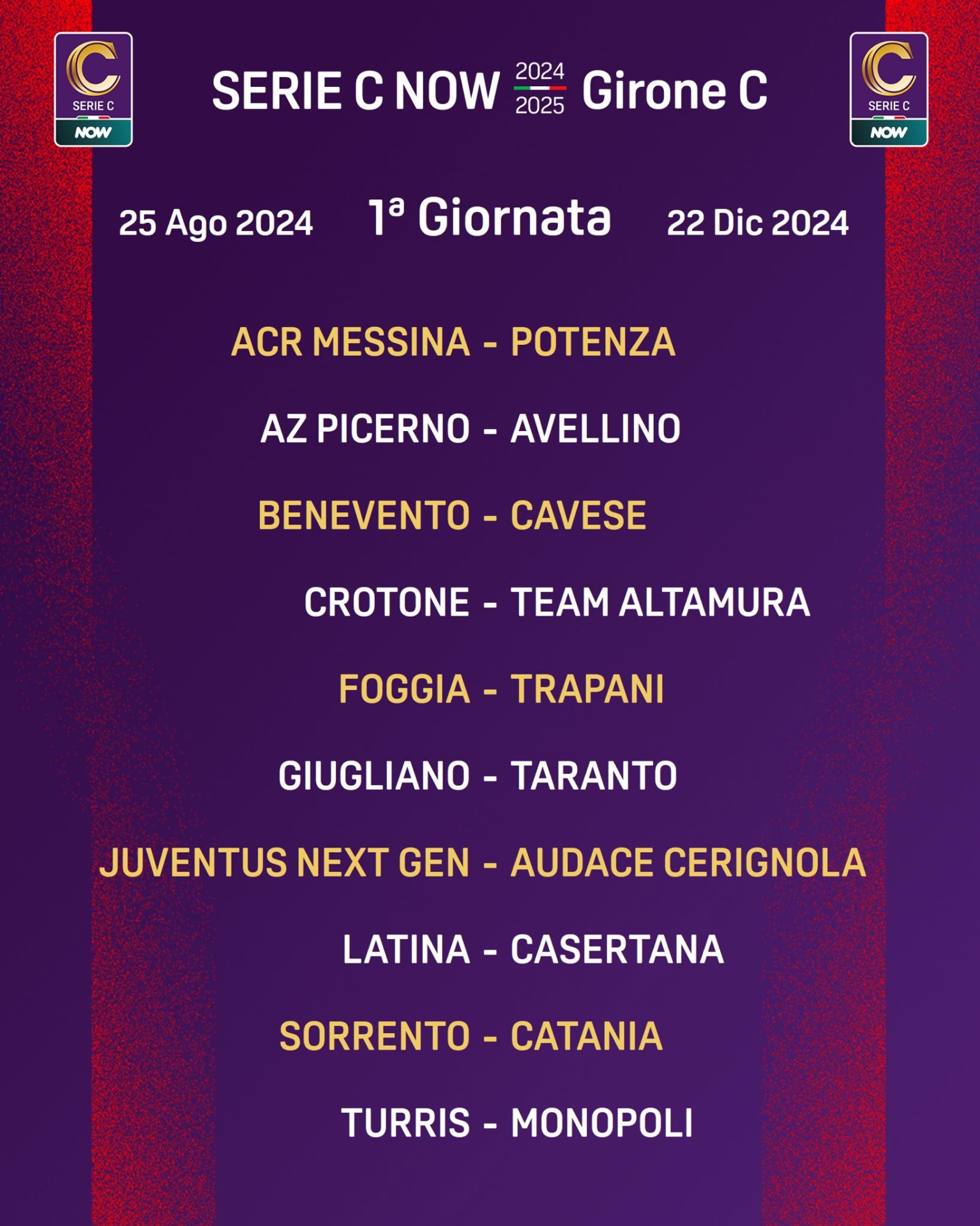 LEGA PRO CALENDARIO - GIRONE C