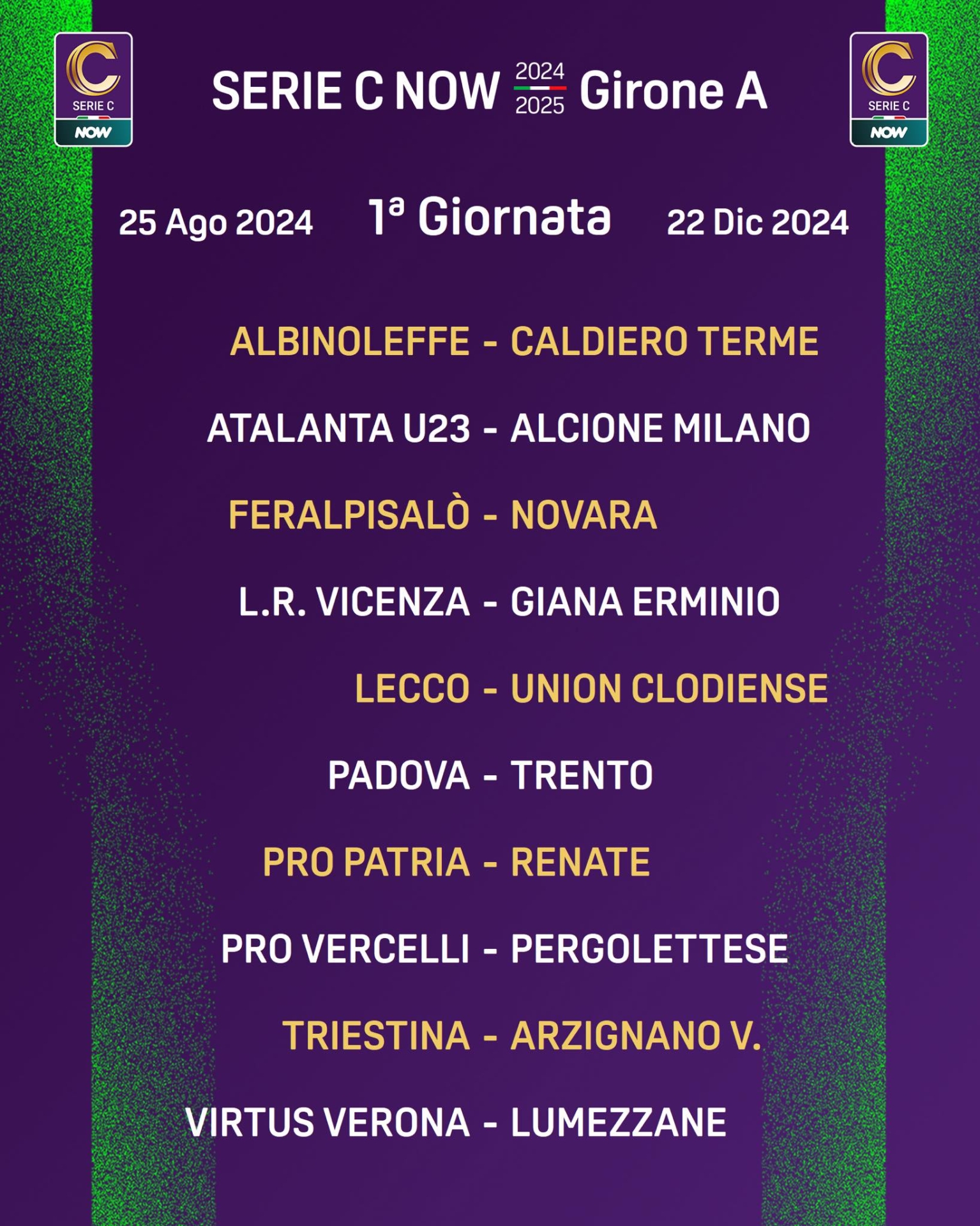 LEGA PRO GIRONE A - CALENDARIO